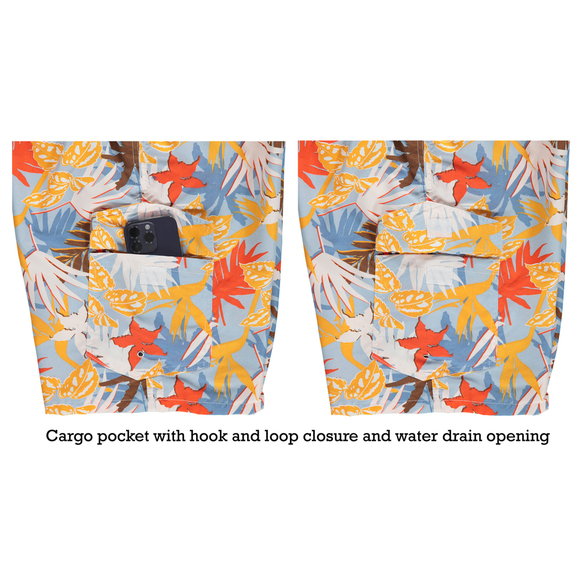 Mens Swimming Trunks, Beach Shorts, Vacation Swim Suit Cargo Pocket, Starfish - Picture 5 of 6